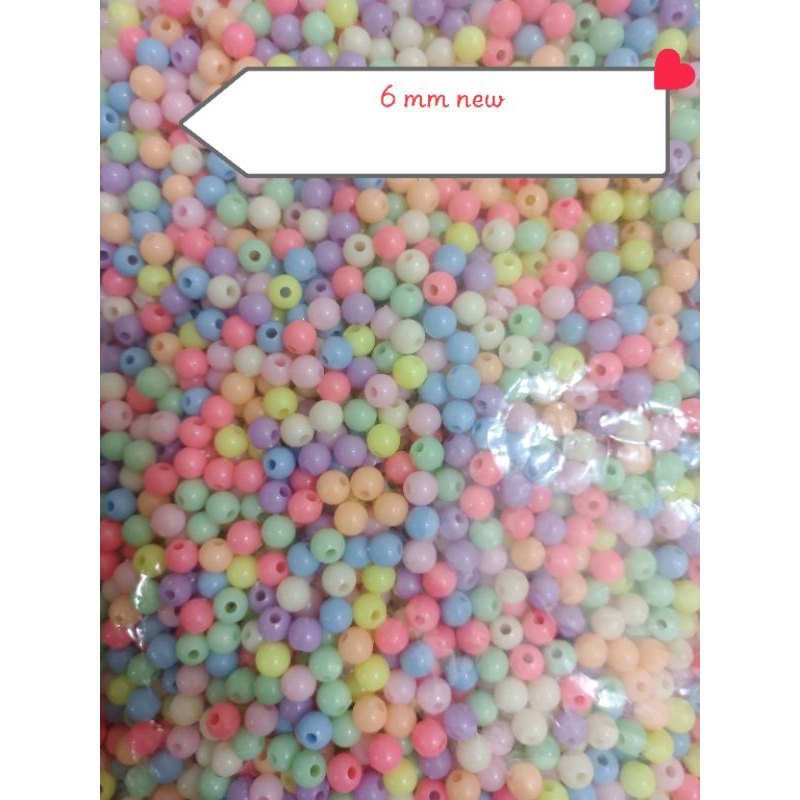 Grosir Mote manik  susu bulat meronce warna pastel 4, 6, 8, 10 mm 1 pon