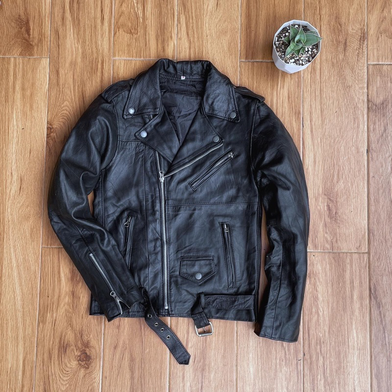 Jaket kulit asli ramones anak remaja pl bekas preloved second