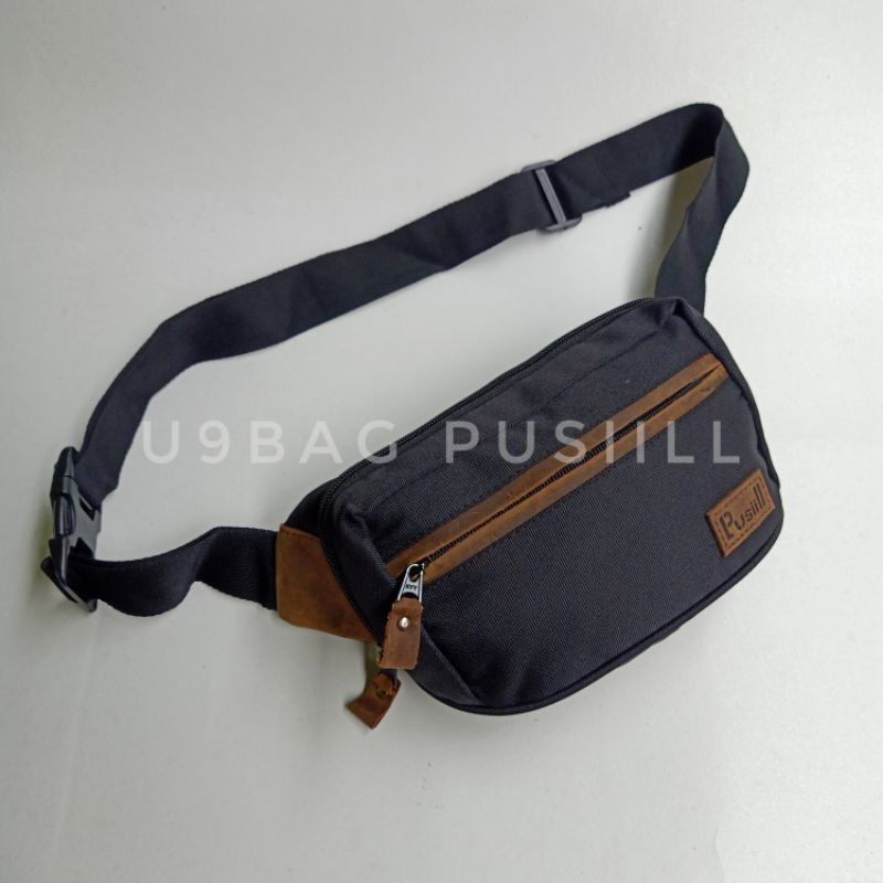 waistbag Pusiill 1403 waistbag cordura+kulitasli waistbag kombinasi kulit Tas pinggang selempang