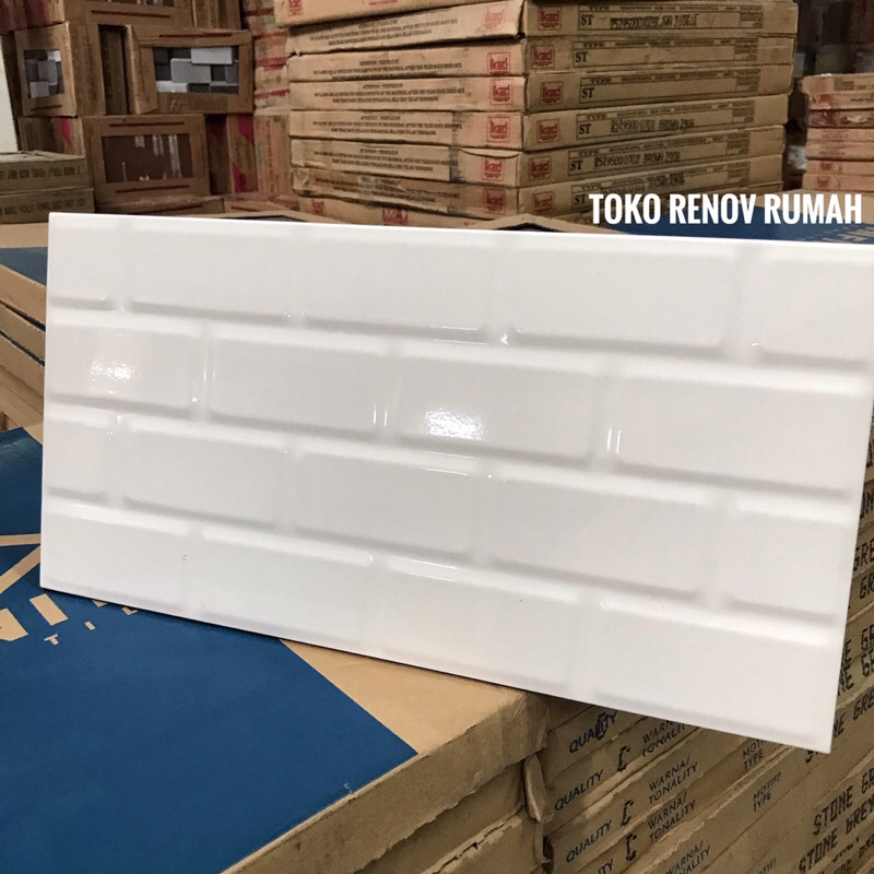 KERAMIK 25X50 KERAMIK DINDING KERAMIK BATA KILAP (GLOSSY-TIMBUL)/ keramik dinding kamar mandi/ keram