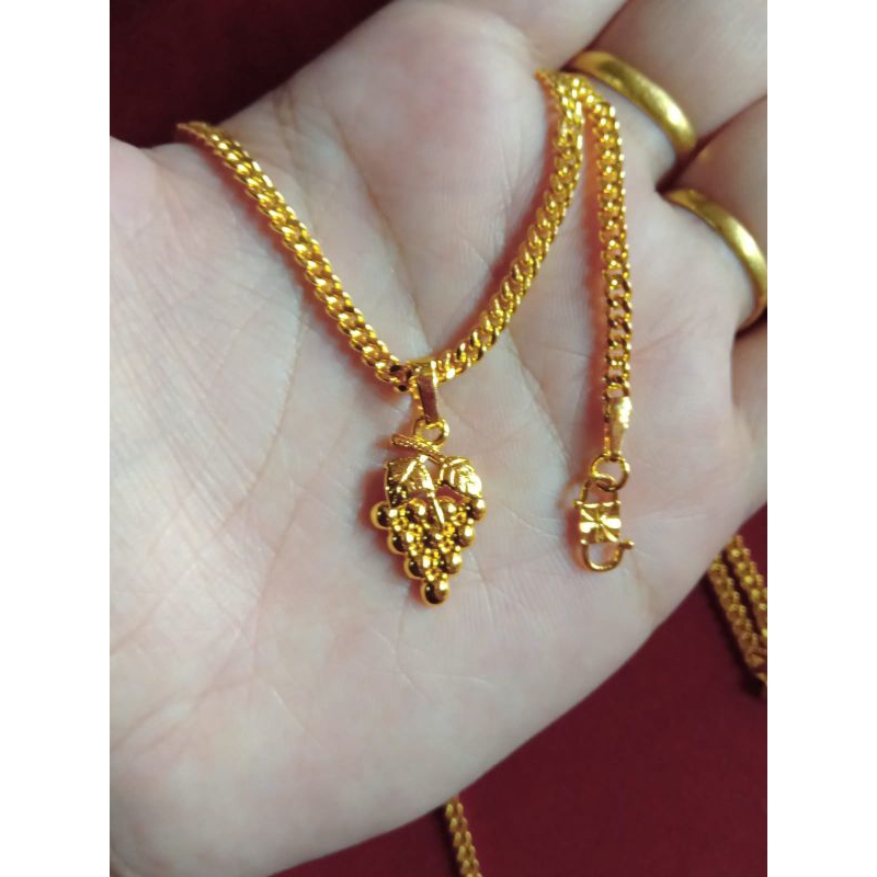 kalung rantai pipih anggur anak dan dewasa lapis emas24k