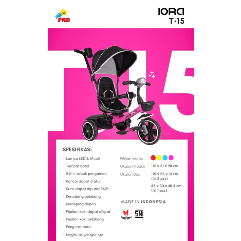 sepeda roda 3 tricycle IORA TRICYCLE T15 &amp; T15S terbaru
