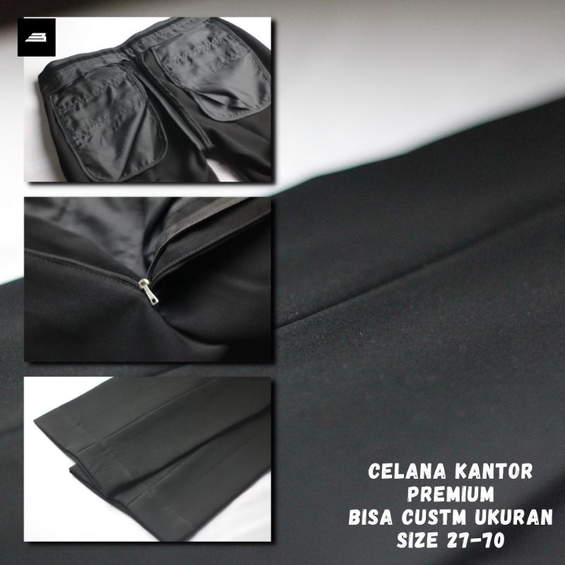 EXCLUSIVE Celana Kerja Kantor JUMBO  size 37-80 SUPER JUMBO ( bisa request / custom size)  SLIMFIT dan REGULER bahan HIGHTWIST JETBLACK hitam Pekat Premium Berkualitas Celana Panjang Big Size Pria