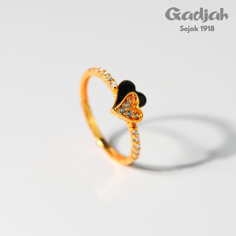 Cincin Emas Waru Mata Putih Variasi Cat Hitam - Toko Emas Gadjah