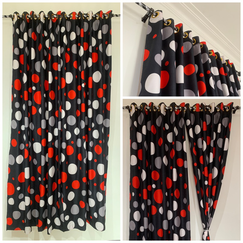 [ PINTU DAN JENDELA ] SMOKRING MOTIF ABSTRAK ROUND MERAH HITAM