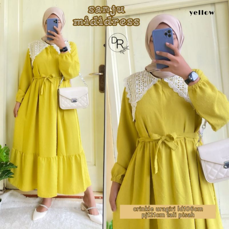 sanju midi dress/maxy crinkle /maxy wanita/maxy terbaru