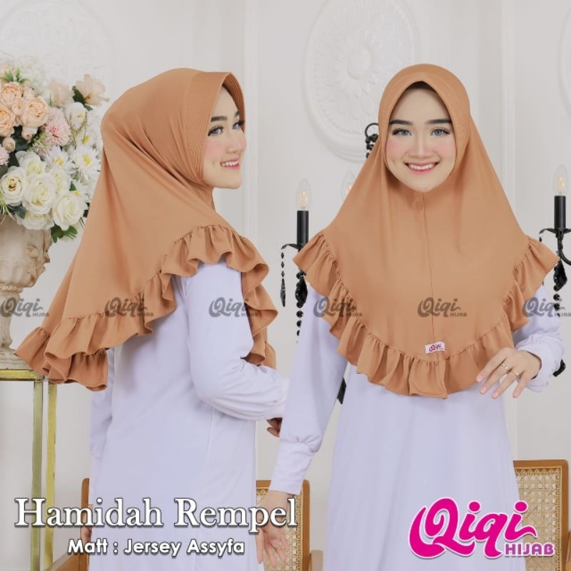 [ Qiqi Hijab ] HAMIDAH REMPEL ••hijab instan pet rempel••hijab instan jersey premium