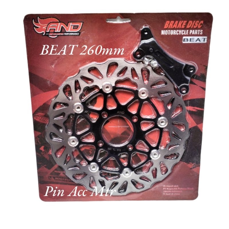 Piringan Disc Cakram Depan Variasi model PSM hitam Uk-260mm+Breket Honda Beat Vario Scoopy Genio Dill