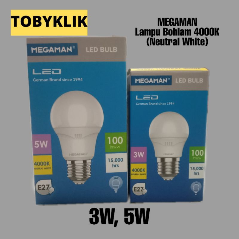 MEGAMAN Lampu Bohlam LED 4000K (Neutral White) 3W, 5W