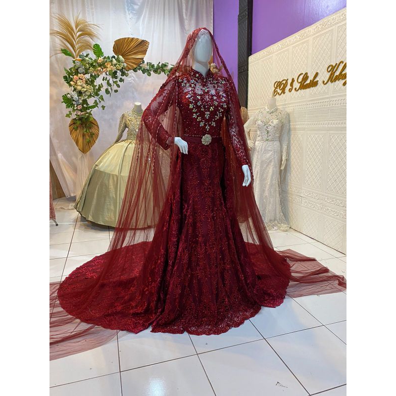 Kebaya pengantin modern  | Kebaya pengantin modern duyung berekor