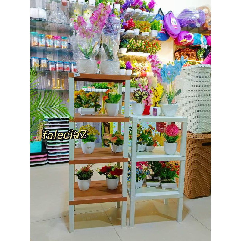 A5 RAK serbaguna mininalis 4 SUSUN DAN 3 SUSUN  furniture mabel   RAK hiasan pernak pernik BUNGA rak