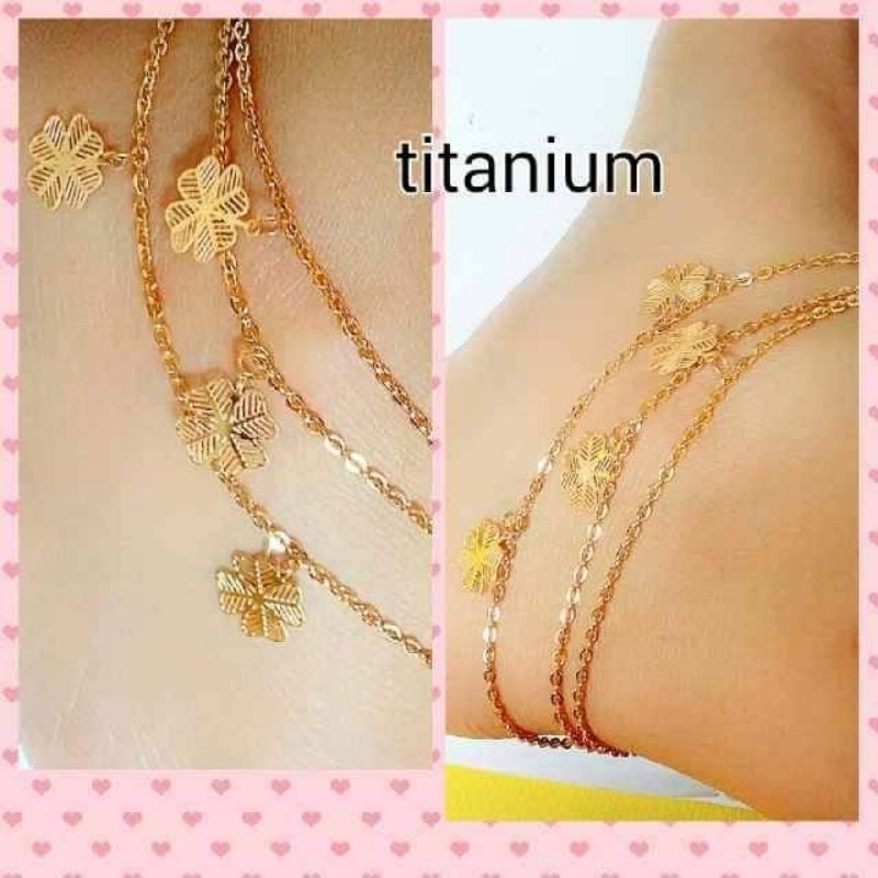 gelang kaki titanium warna emas anti karat 25cm model india
