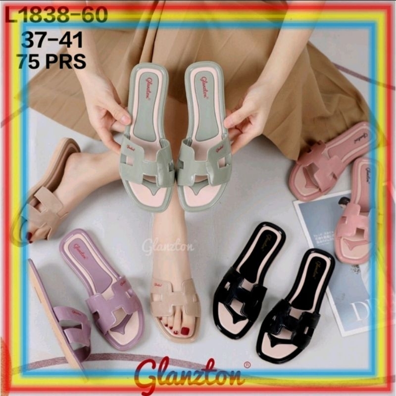 sandal slop wanita sandal glanzton karet jelly model H