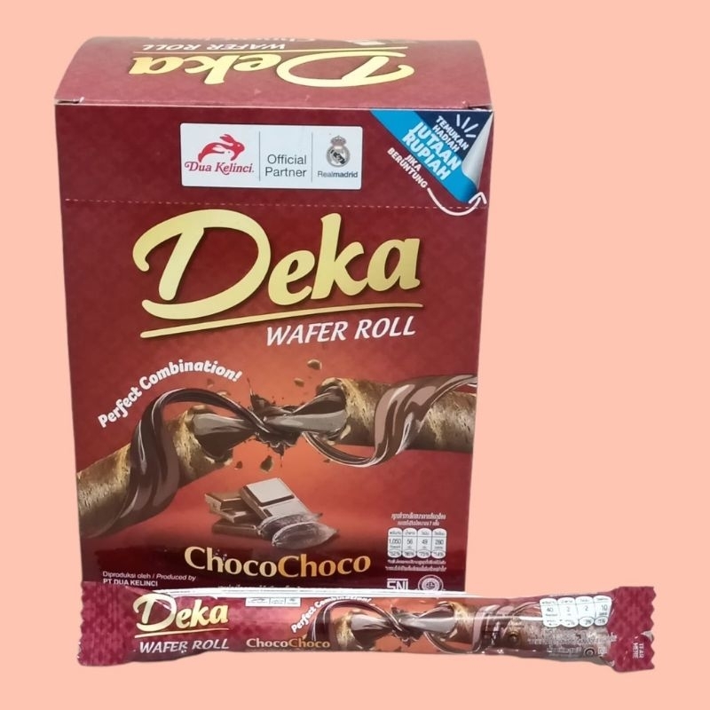 

Deka Wafer Roll ChocoChoco 1Pak Isi 24Pcs Deka Dua Kelinci