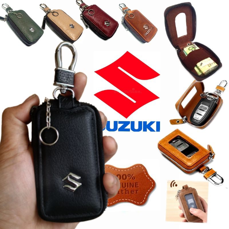 dompet kunci remote keyless dan stnk mobil suzuki kulit asli - gantungan kunci suzuki
