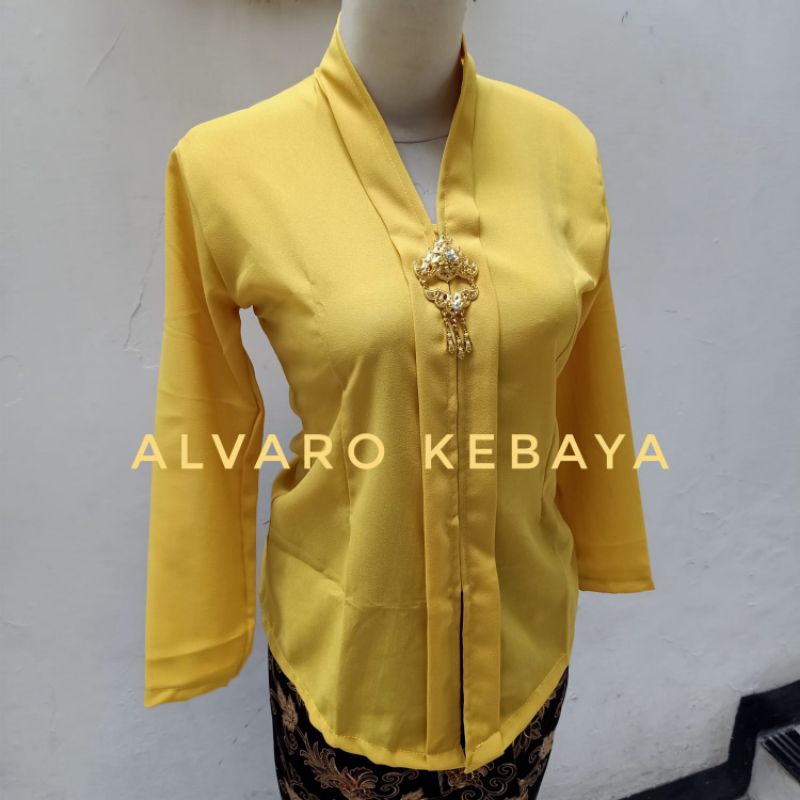 atasan kebaya kartini polos lengan panjang baju tradisional kantor modern real pict