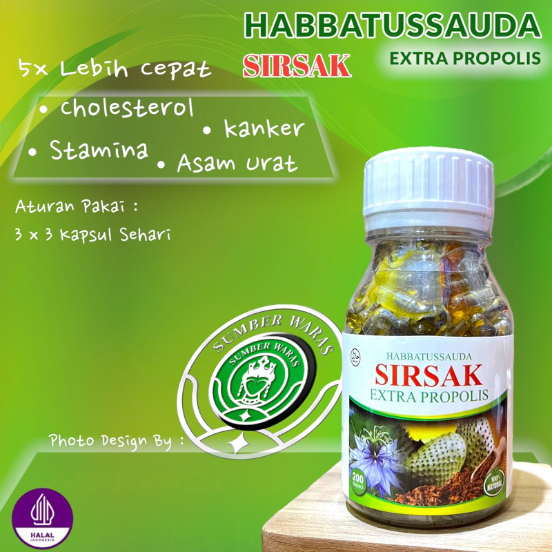 Kapsul Habbatussauda Sirsak Extra Propolis 200 Kapsul @500mg - Habbat Sirsak