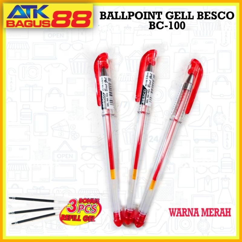 12 pcs /ballpoint gell warna merah/ballpoint gell murah