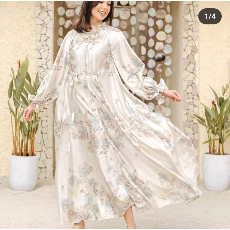 GAMIS LEBARAN PESTA DRESS MEWAH MOTIF LOOK LIKE WEARING KLAMBY NARA DRESS