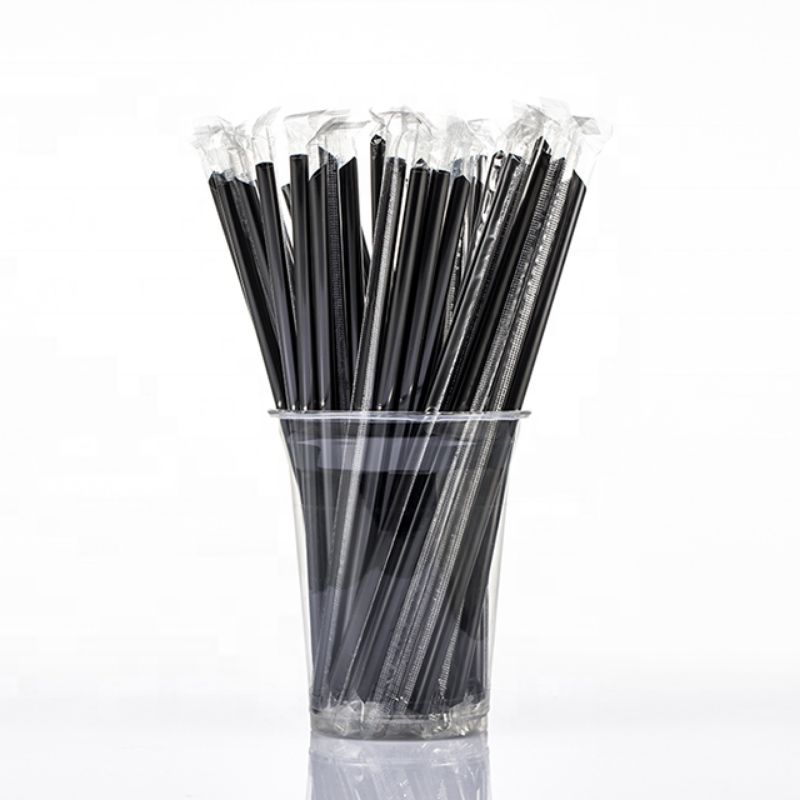 Sedotan 6mm x20cm Hitam Bungkus Plastik Per Pcs Steril Higienis