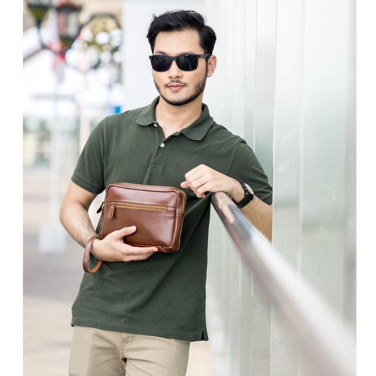Kenes Leather Clutch Pouch Tas Tangan Unisex Kulit Asli VENUS Pullup, CH - Free Gravir Nama