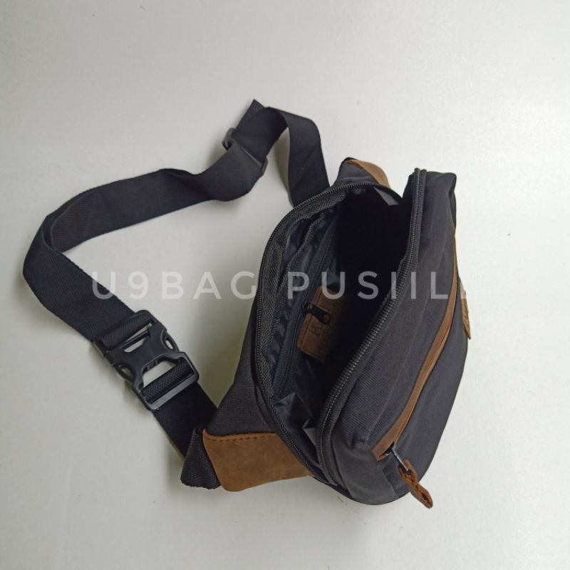 waistbag Pusiill 1403 waistbag cordura+kulitasli waistbag kombinasi kulit Tas pinggang selempang