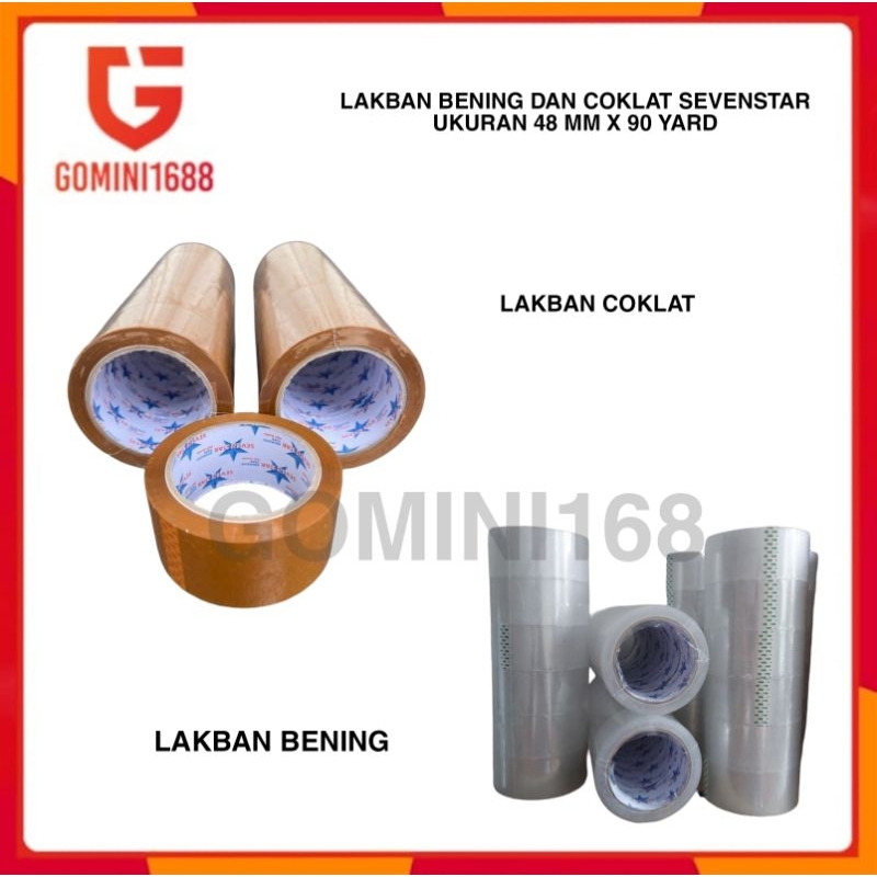 

Lakban Isolasi Sevenstar Warna Bening Coklat Ukuran 48 MM x 90 MM Seven star Tape Perekat 90 Yard Seven Star