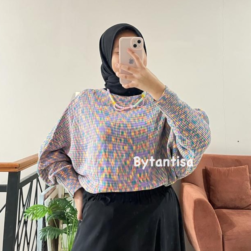 BATWING RAJUT KOMBINASI WARNA ABSTRAK WANDA