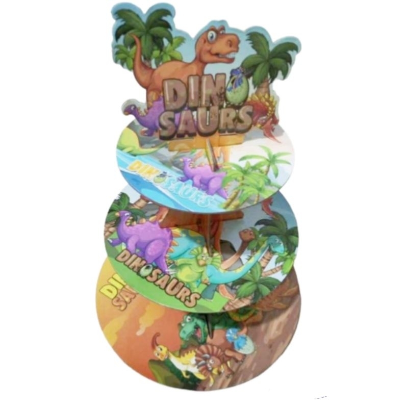 Standing cupcake DINOSAURUS cake tier DINOSAURUS perlengkapan dekorasi pesta ulang tahun DINOSAURUS 