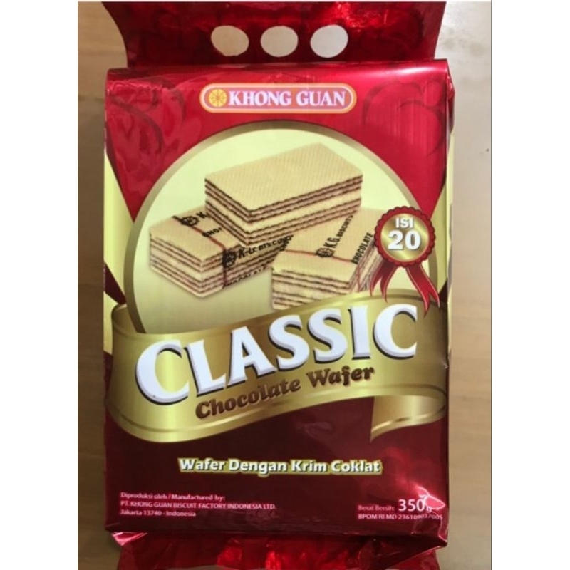 

Wafer Khong Guan Classic / Chocolate Wafer /Krim Coklat / Wafer Jadul 350gr