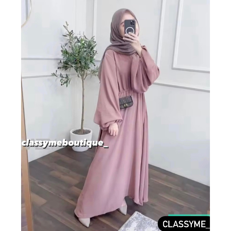 Dress simple elegant avrist / dress model lengan balon / dress maxi muslimah kekinian terbaru 2023