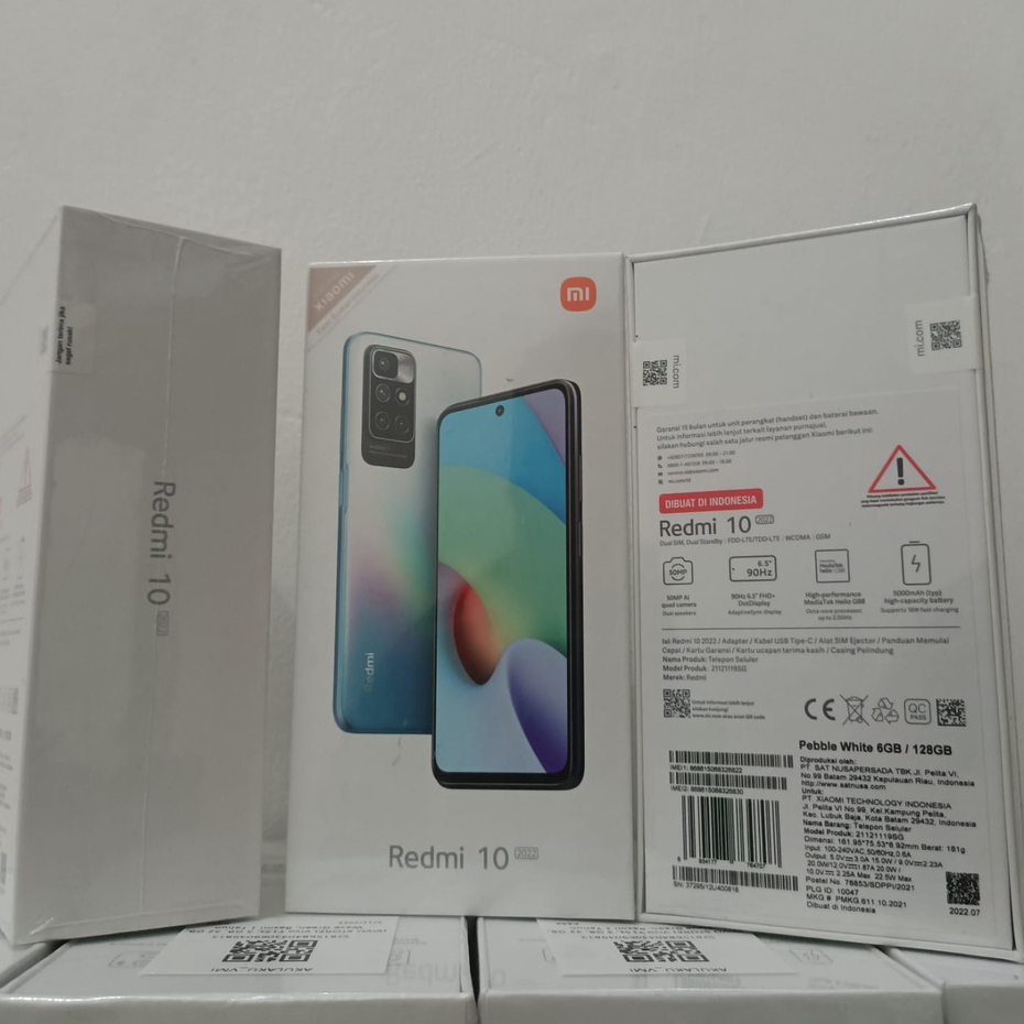 Xiaomi Redmi 10 2022 (6/128)  Helio G88 50MP AI Quad Kamera Layar FHD+ 6,5&quot; 90Hz 5000mAh