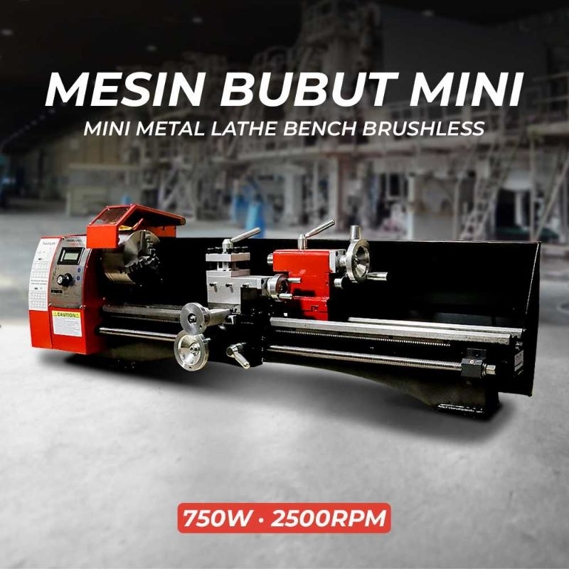 VEVOR Mesin Bubut Mini Metal Lathe Bench Brushless 750W 2500RPM - MX-750