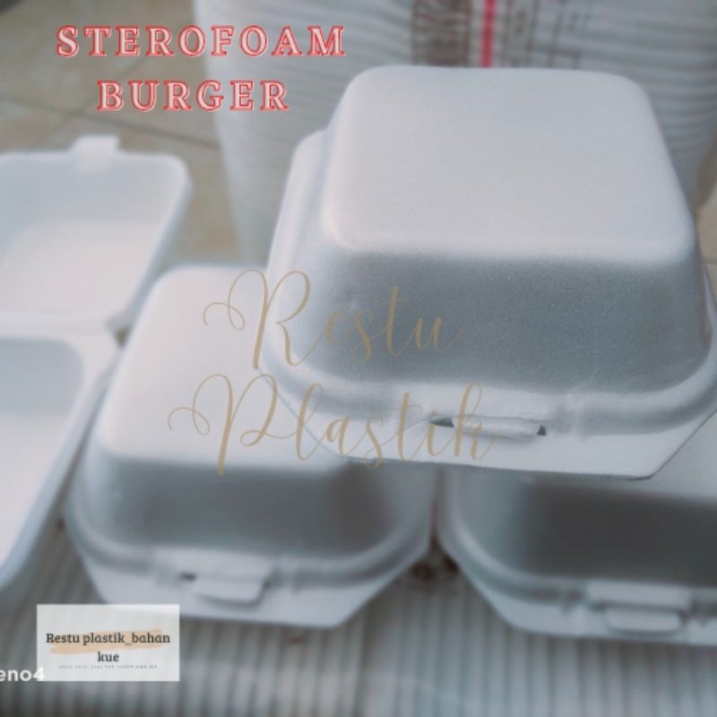 Sterofoam Burger/nasi kuning/nasi goreng/piscok dll