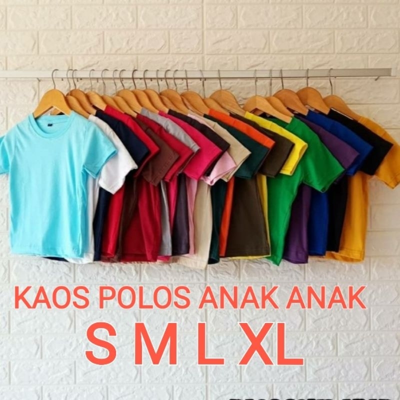 KAOS POLOS ANAK LENGAN PENDEK 2-10 TAHUN SIZE S-M-L-XL