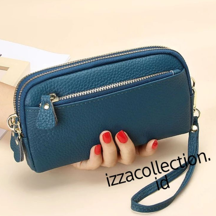 Dompet Wanita Panjang 3 Resleting / Ruang Muat Hp 7 inch dan uang Pouch import KOREA Murah Serbaguna Kosmetik Makeup Papirut viral kekinian Terbaru 2022