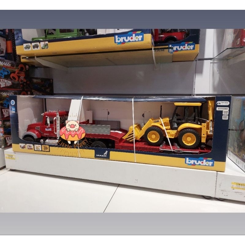 Bruder Toys mack granite flatbed with JCB backhoe 2813