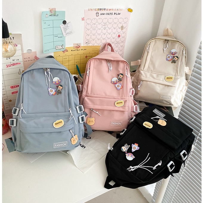 Tas Ransel Wanita - Tas Sekolah Remaja Dewasa Model Terbaru Fashion Korea Kekinian Bagus Murah Besar Kuliah Traveling Jalan Stylish Backpack Punggung Bahu Sandang Kualitas Import Lokal Original Unisex Perempuan Cewek