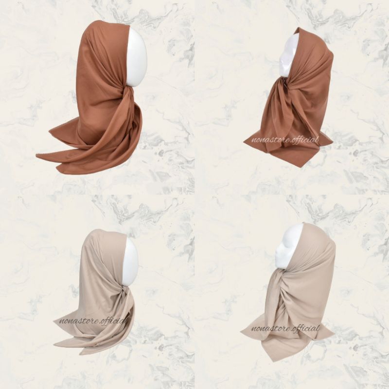 NONA HIJAB VOAL PARIS PREMIUM POLOS SEGIEMPAT WARNA COKLAT MOKA MOCCA KHAKY COKLAT TUA COGHAT TERMUR