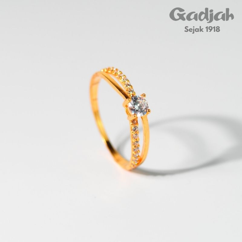 Cincin Emas Solitaire 2 Baris Setengah Mata - Toko Emas Gadjah