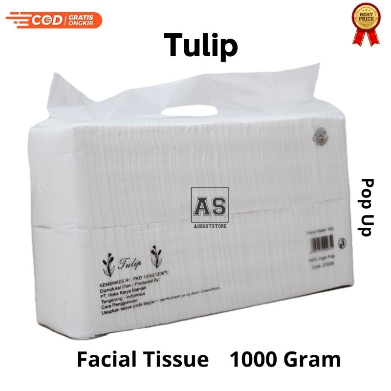 Tisu Tissue Facial Pop Up Belah 1000 Gram/2 Ply