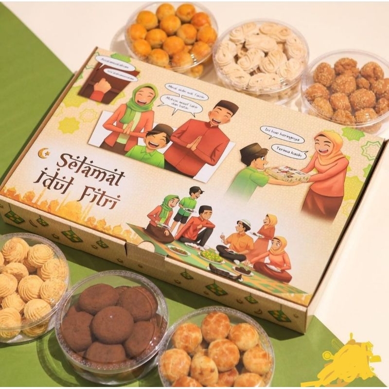 

Kotak hampers Idul Fitri / dus kue kering Lebaran / dus hampers Lebaran / packaging Lebaran / kotak kue Lebaran