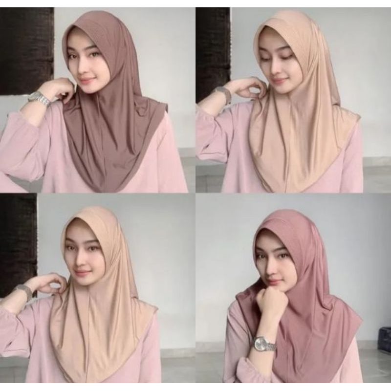 jilbab sport hijab sport kerudung sport jilbab instan bergo bahan Jersey pilih warna biru muda dan h