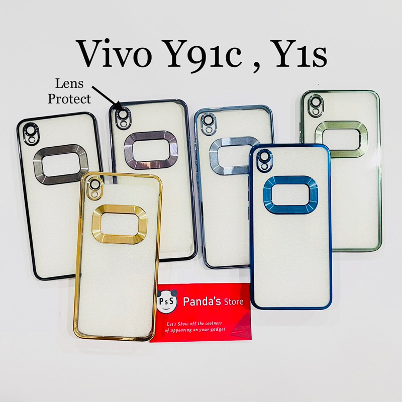 Softcase Vivo Y91c / Y1s Lens Protector Circle Chrome Logo Clear Case