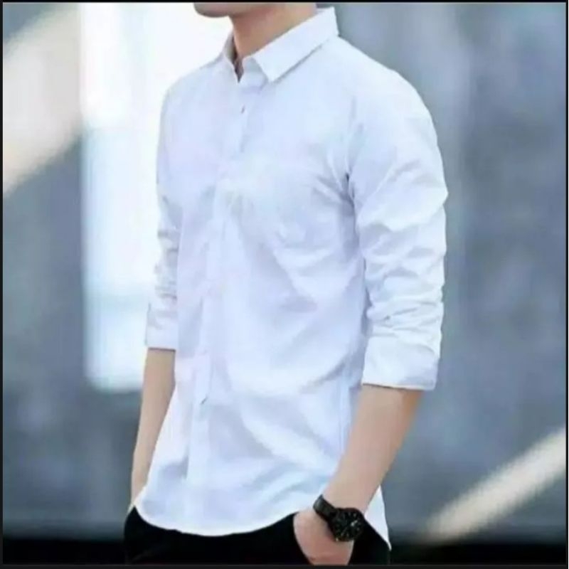 PROMO (COD)  PUTIH KANCING PUTIH Kemeja Pria Lengan Panjang Sage Green Soft Green Hitam Abu-Abu Maro