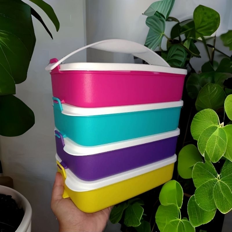 Wadah Tempat Bekal Makan Makanan Rantang 4 Susun Click To Go Rectangular Tupperware Tuppy Murah