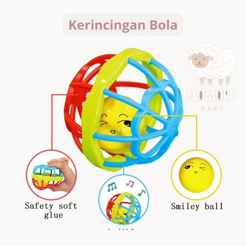 Mainan Kerincingan Bola Rattle Ball Baby Bahan Silicone Teether Bayi