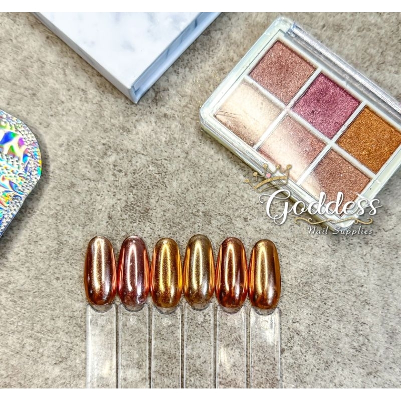 COMPACT CHROME ROSE GOLD SET 6 COLORS SERBUK NAILART
