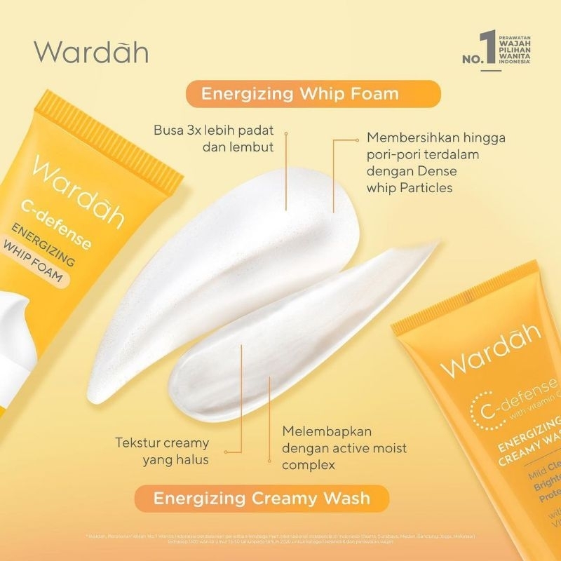 Wardah C-defense energizing creamy wash / sabun wajah