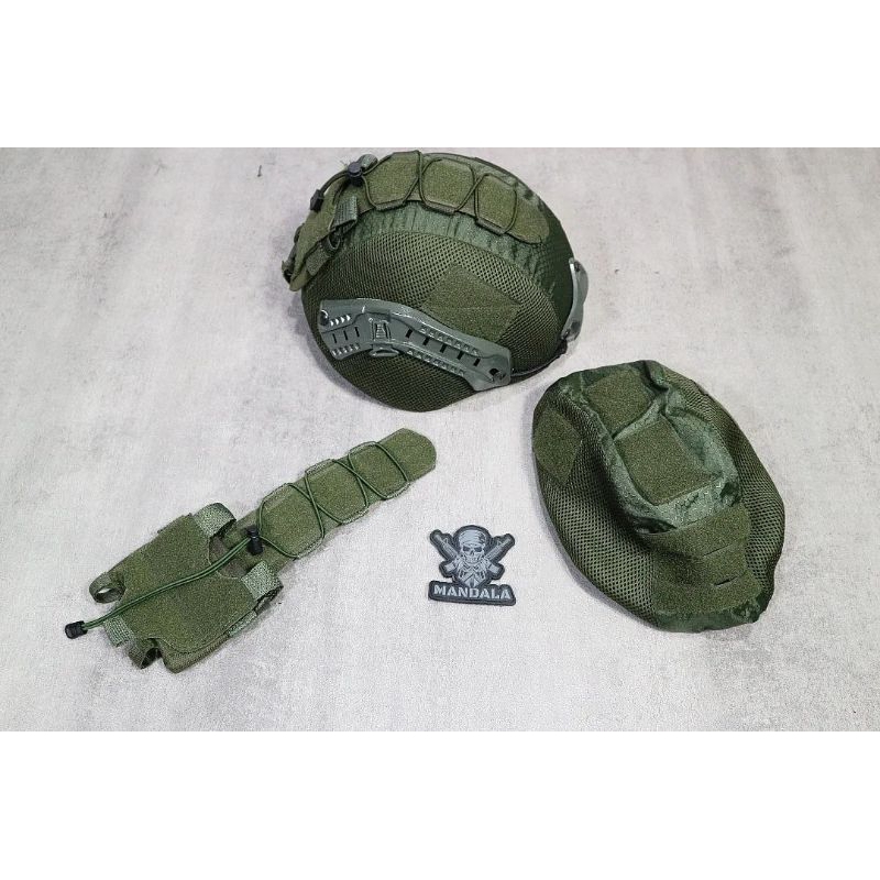 Cover Helm Hijau Tactical / Cover Baterai Case Helm / Cover Helmet Hijau